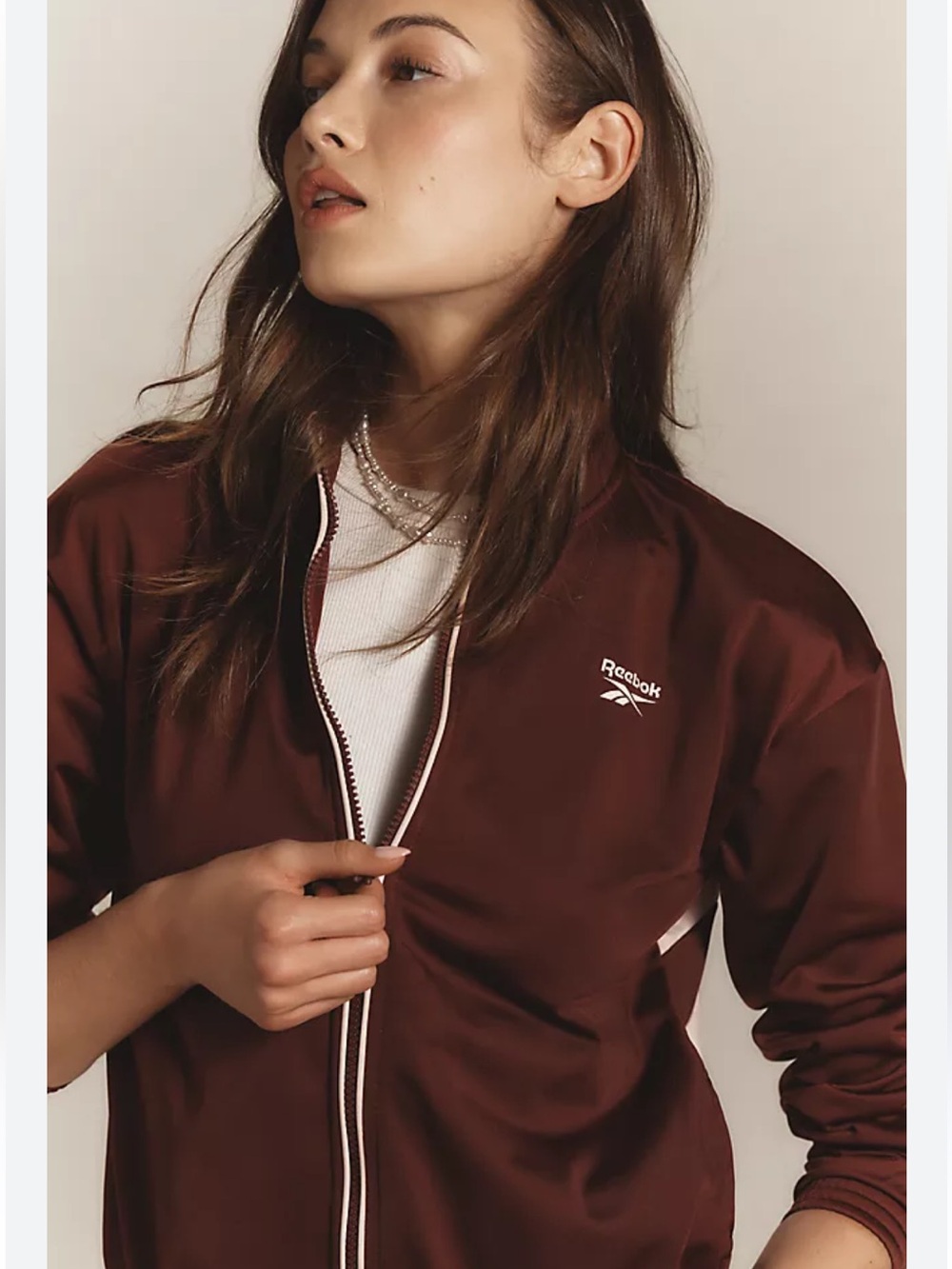 Reebok Vector Tricot Track Jacket Burgundy Pink Small